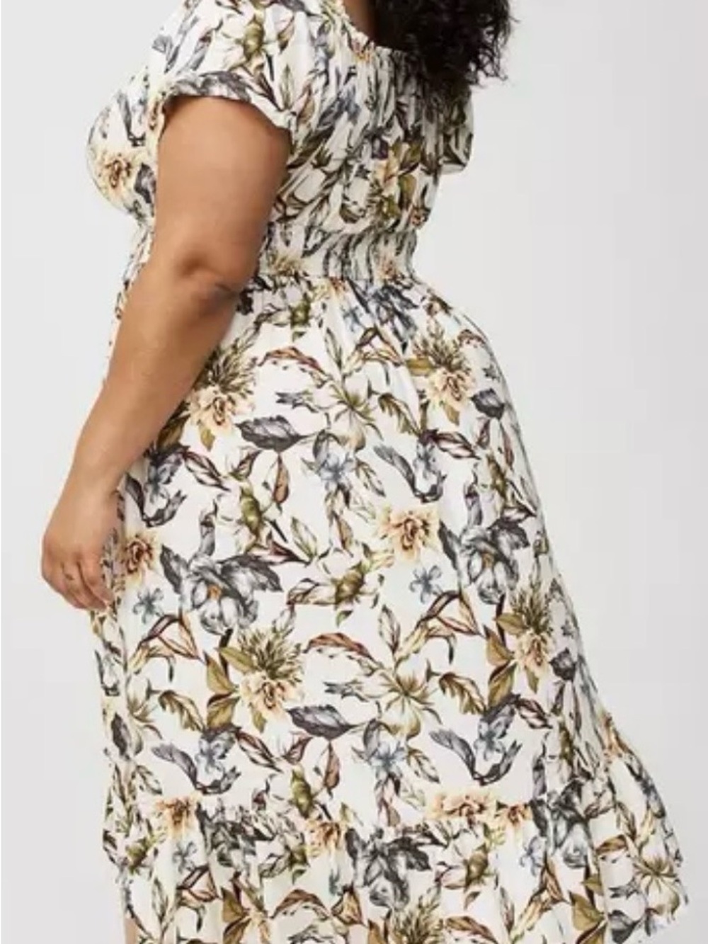 Torrid Floral Challis Off-Shoulder Tea Dress (4X) - Picture 2 of 4